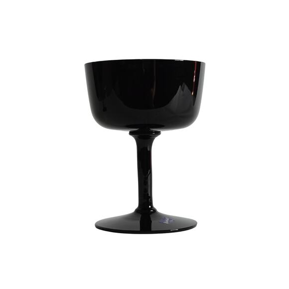 Swedish Black Crystal Champagne Coupe Glass Bjorkshult Scan Hans Christia Wagner - Picture 2 of 12